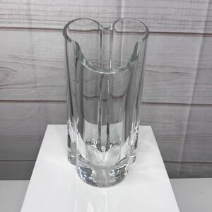 Disney Crystal Mickey Shaped Vase Made in Turkey Slanted Rim Etched Logo Base